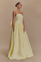 Frances Strapless Bow Maxi Dress - Lemon