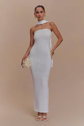 Andrea Strapless Knit Maxi Dress - White