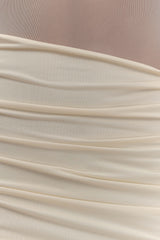 Dallas One Shoulder Mesh Maxi Dress - Ivory