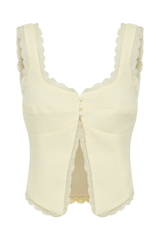 Franca Linen Sleeveless Top - Lemon Sherbet