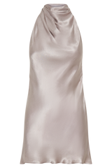Allison Satin Halter Mini Dress - Bronze