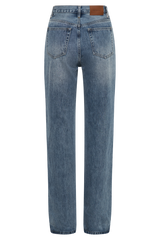 Janine High Waisted Straight Leg Jeans - Washed Mid Blue
