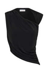 Griselda Draped Slinky Sleeveless Top - Black