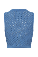 Lorenza Crochet Button Down Crop Top - Periwinkle