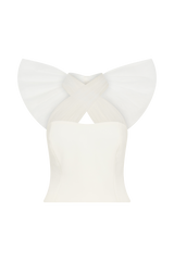 Maryam Tulle Bow Top - White