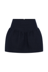 Cyrus Gathered Boucle Mini Skirt - Navy