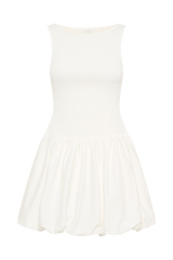 Felicity Shirring Bubble Cotton Mini Dress - White
