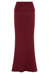 Charlotte Knit Maxi Skirt With Overlay - Merlot