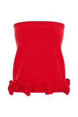 Gianna Knit Mini Skirt With Flowers - Red
