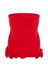 Gianna Knit Mini Skirt With Flowers - Red