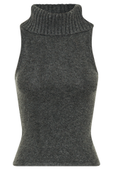 Elise Roll Neck Knit Top - Charcoal Marle
