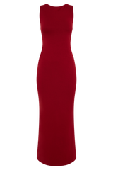 Catelyn Asymmetrical Scuba Jersey Midi Dress - Ruby