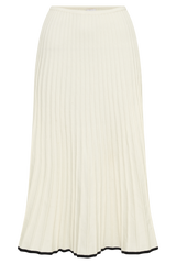 Jolene Contrast Rib Knit Midi Skirt - White