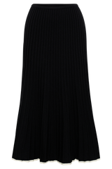 Jolene Contrast Rib Knit Midi Skirt - Black