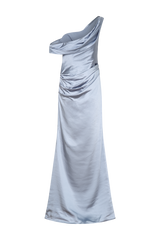 Dalia Off Shoulder Satin Maxi Dress - Frosted Blue