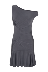 Irving Off Shoulder Slinky Mini Dress - Dark Charcoal