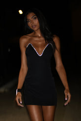 Madi Suiting Mini Dress With Diamante Rope - Black