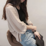 Japan And South Korea's New Lantern Sleeve Knitted Shirt Women Wearing V-Neck Loose Sunscreen Air-Conditioning Shirt Shawl Coat HZ1220