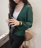 Japan And South Korea's New Lantern Sleeve Knitted Shirt Women Wearing V-Neck Loose Sunscreen Air-Conditioning Shirt Shawl Coat HZ1220