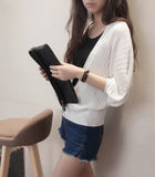 Japan And South Korea's New Lantern Sleeve Knitted Shirt Women Wearing V-Neck Loose Sunscreen Air-Conditioning Shirt Shawl Coat HZ1220
