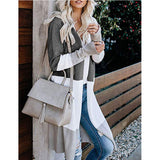 New Clamming Long Knitted Sweater Rainbow Spliced Striped Cardigan Sweater Coat Women's Autumn And Winter HZ1208