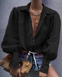 2025Wish New Loose Long-Sleeved Suit Collar Shirt Lady Top HZ1220