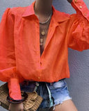 2025Wish New Loose Long-Sleeved Suit Collar Shirt Lady Top HZ1220