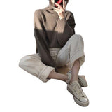 High-Necked Sweater Jacket Autumn And Winter Korean Version Of The Fashion Loose Net Wear Chic Net Red Lazy Wind Long-Sleeved Top HZ1220