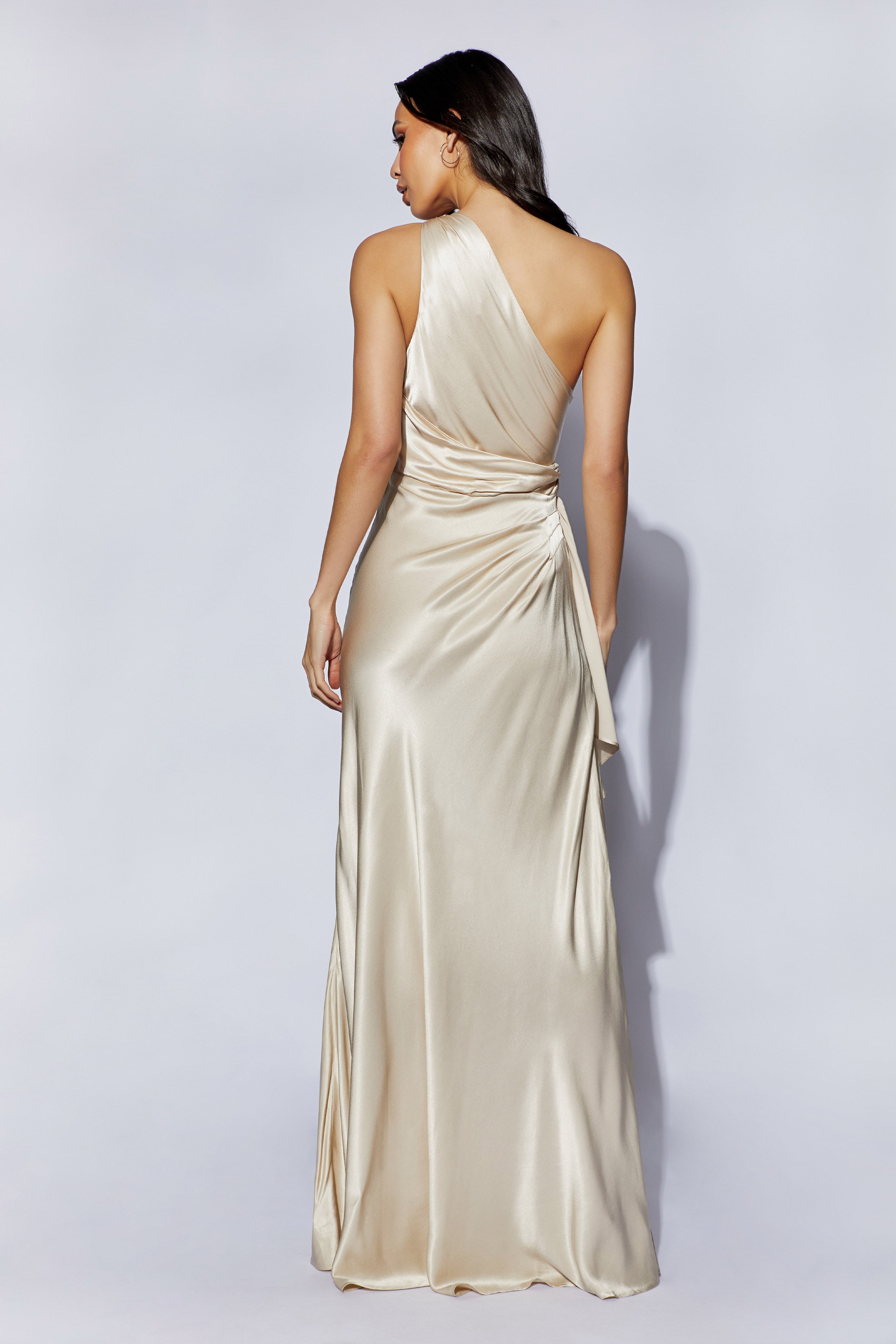 Calliope One Shoulder Maxi Dress - Blush Gold