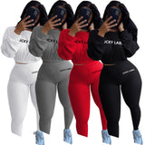 New Women's Clothing Autumn Ribbed Pit Letter Embroidery Sports Leisure Suit HZ1220
