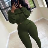 New Women's Clothing Autumn Ribbed Pit Letter Embroidery Sports Leisure Suit HZ1220