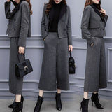 2025 New Women's Clothing Autumn And Winter Two Sets Of Trousers With Trousers With Tyribs, Coat Broad Leg Trousers Casual Fashion Suit Women's Trend HZ1220