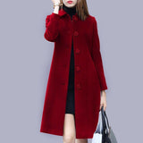 Hairy Coat Woman In The Long 2025 Autumn And Winter Of The New Hepburn Wind Large Size Repair Slim Thin Coat Suit Woman HZ1220