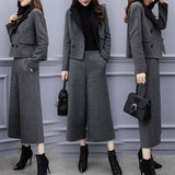 2025 New Women's Clothing Autumn And Winter Two Sets Of Trousers With Trousers With Tyribs, Coat Broad Leg Trousers Casual Fashion Suit Women's Trend HZ1220
