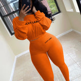 New Women's Clothing Autumn Ribbed Pit Letter Embroidery Sports Leisure Suit HZ1220