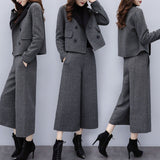 2025 New Women's Clothing Autumn And Winter Two Sets Of Trousers With Trousers With Tyribs, Coat Broad Leg Trousers Casual Fashion Suit Women's Trend HZ1220