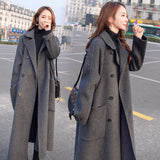Hairy Coat Women's Long 2025 Autumn And Winter 2025 New Heben Popular Loose Over Knee Gray Thick Coat HZ1220