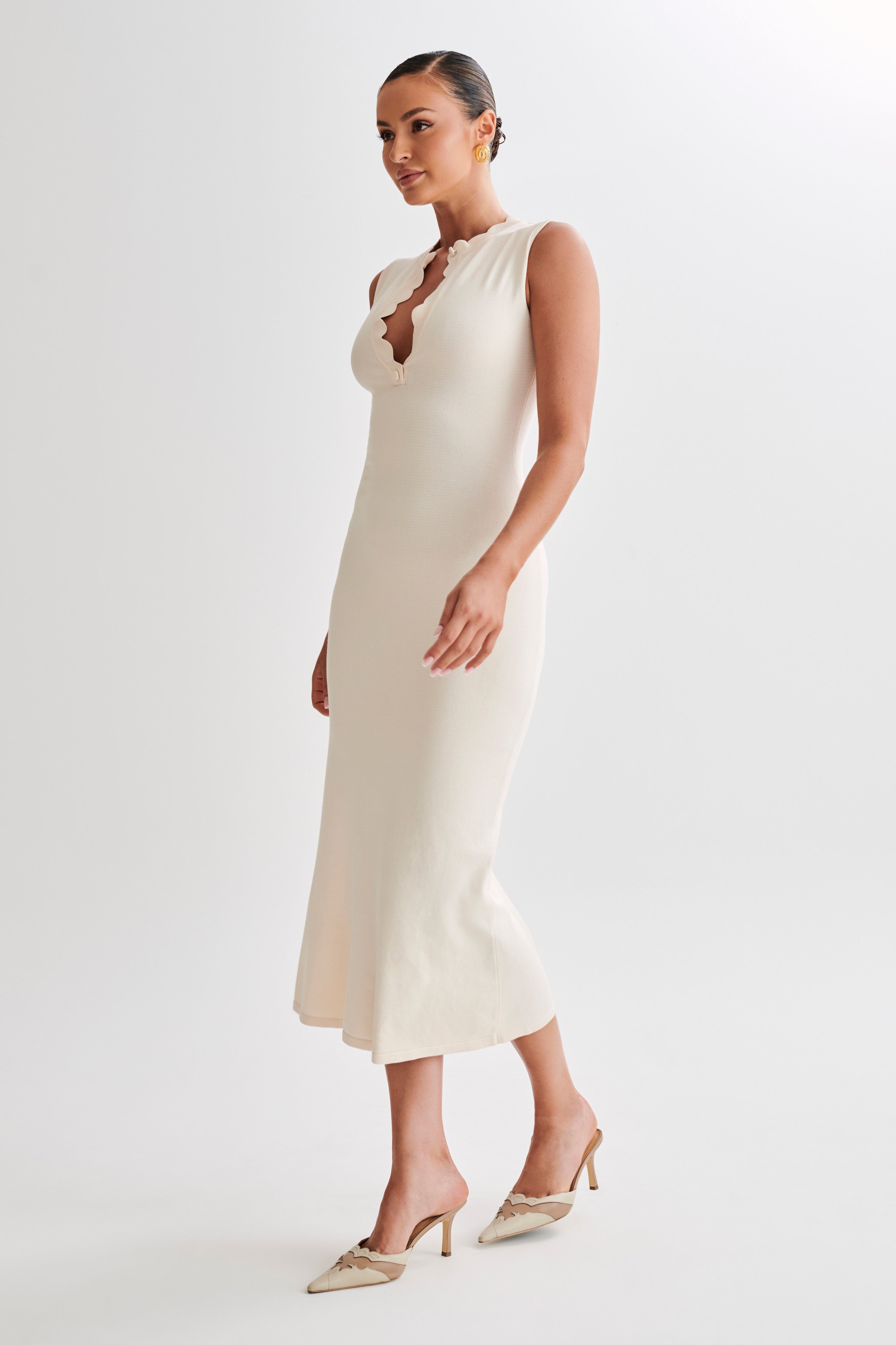 Korva Knit Midi Dress - Ivory