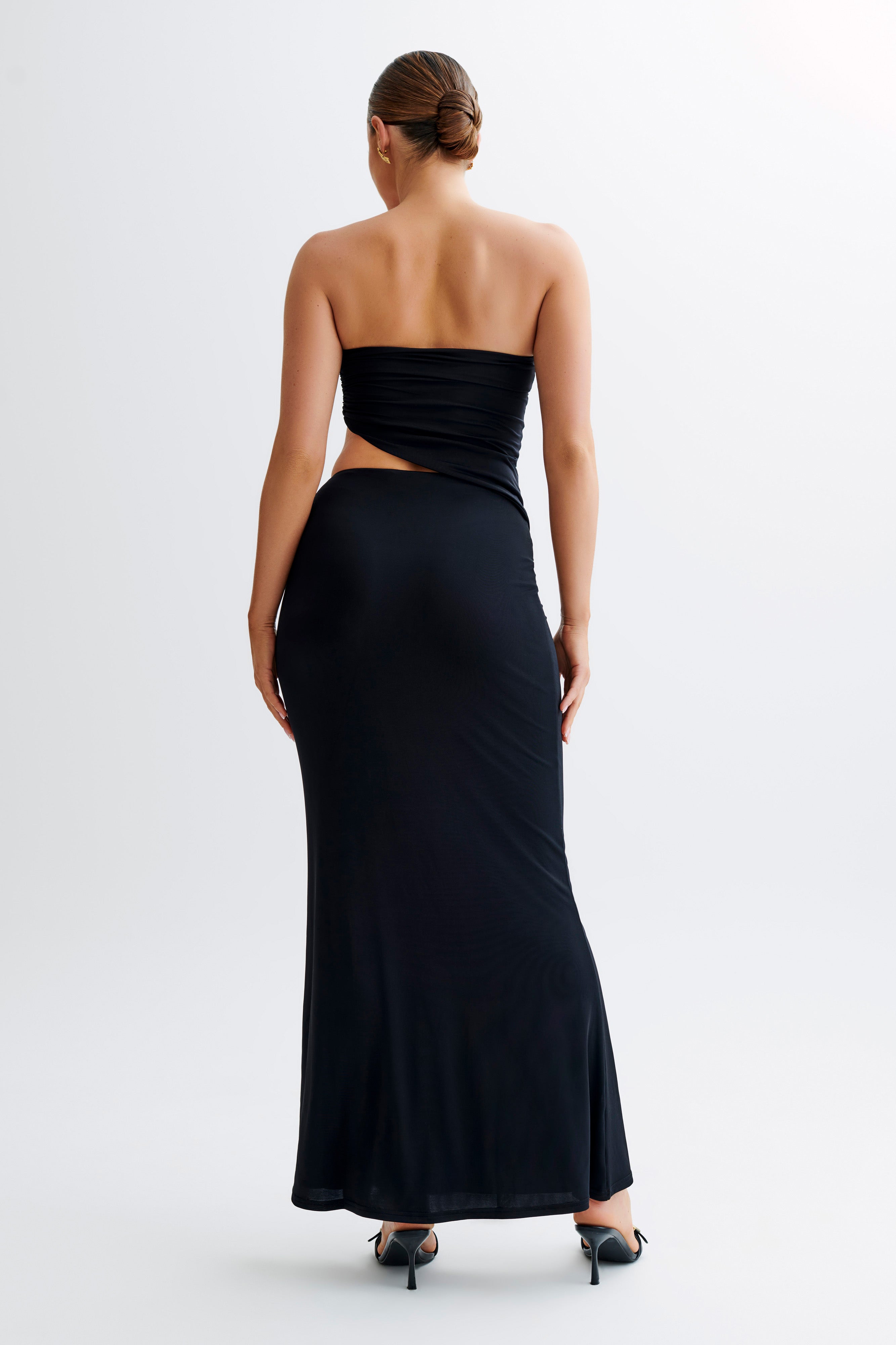 Bruna Slinky Fishtail Maxi Skirt - Black