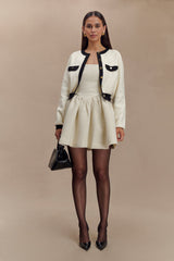 Tabitha Contrast Knit Cardigan - Ivory