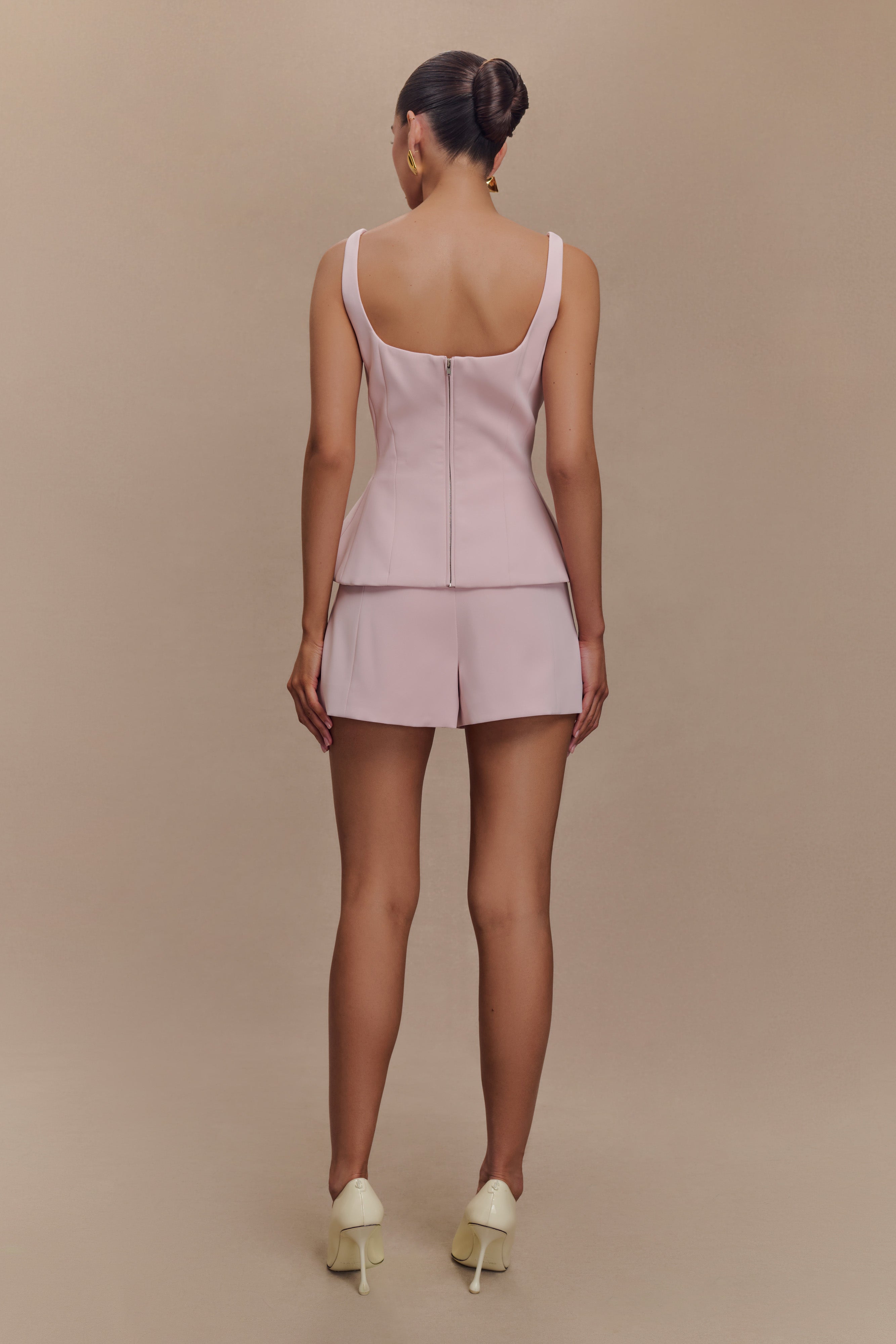 Korrie Suiting Peplum Top - Powder Pink