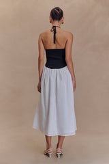 Katie Knit And Linen Midi Dress - Black/White