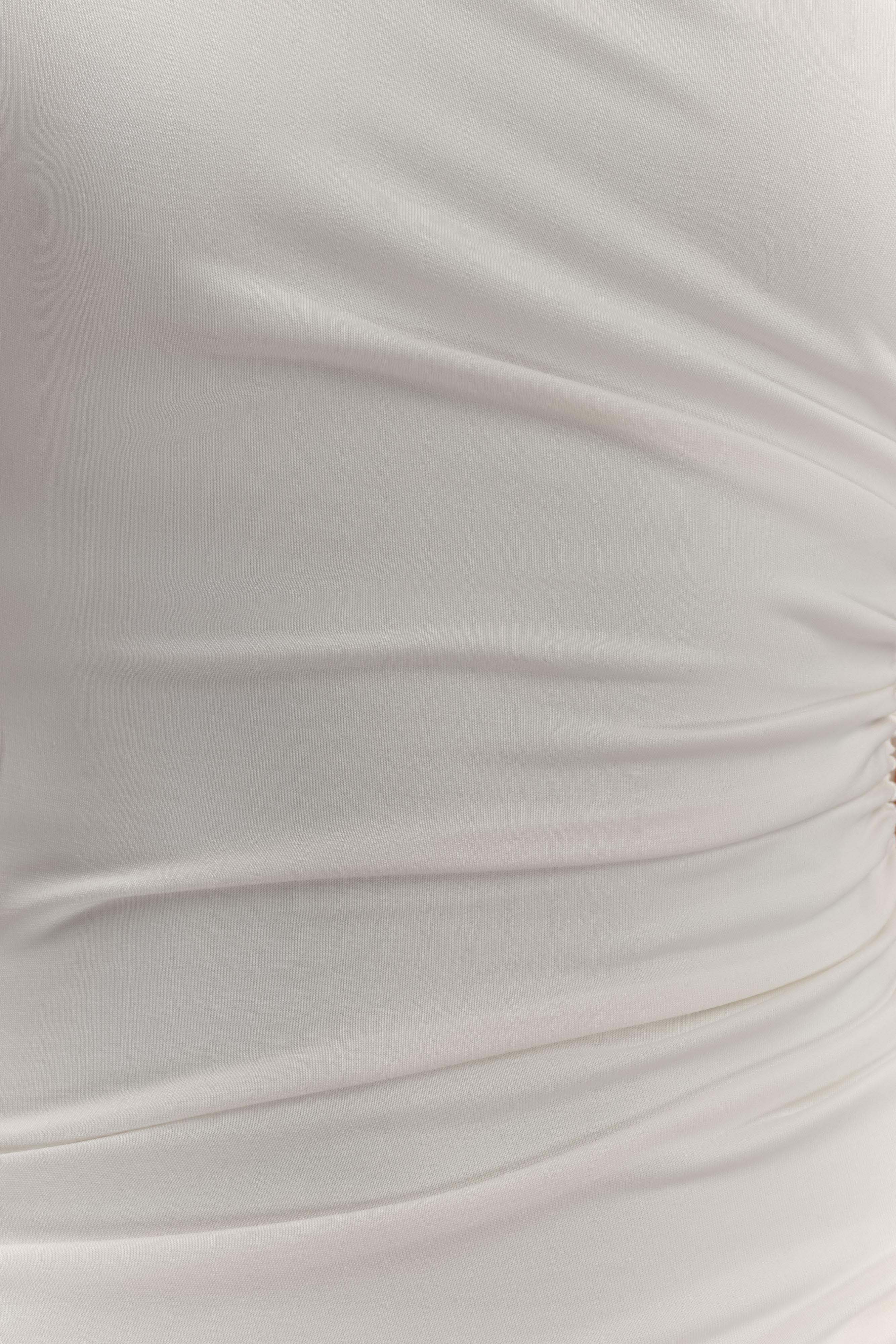 Chloe Peached Jersey One Shoulder Midi Dress - Ivory