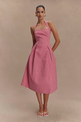 Juana Halter Midi Dress - Red Gingham