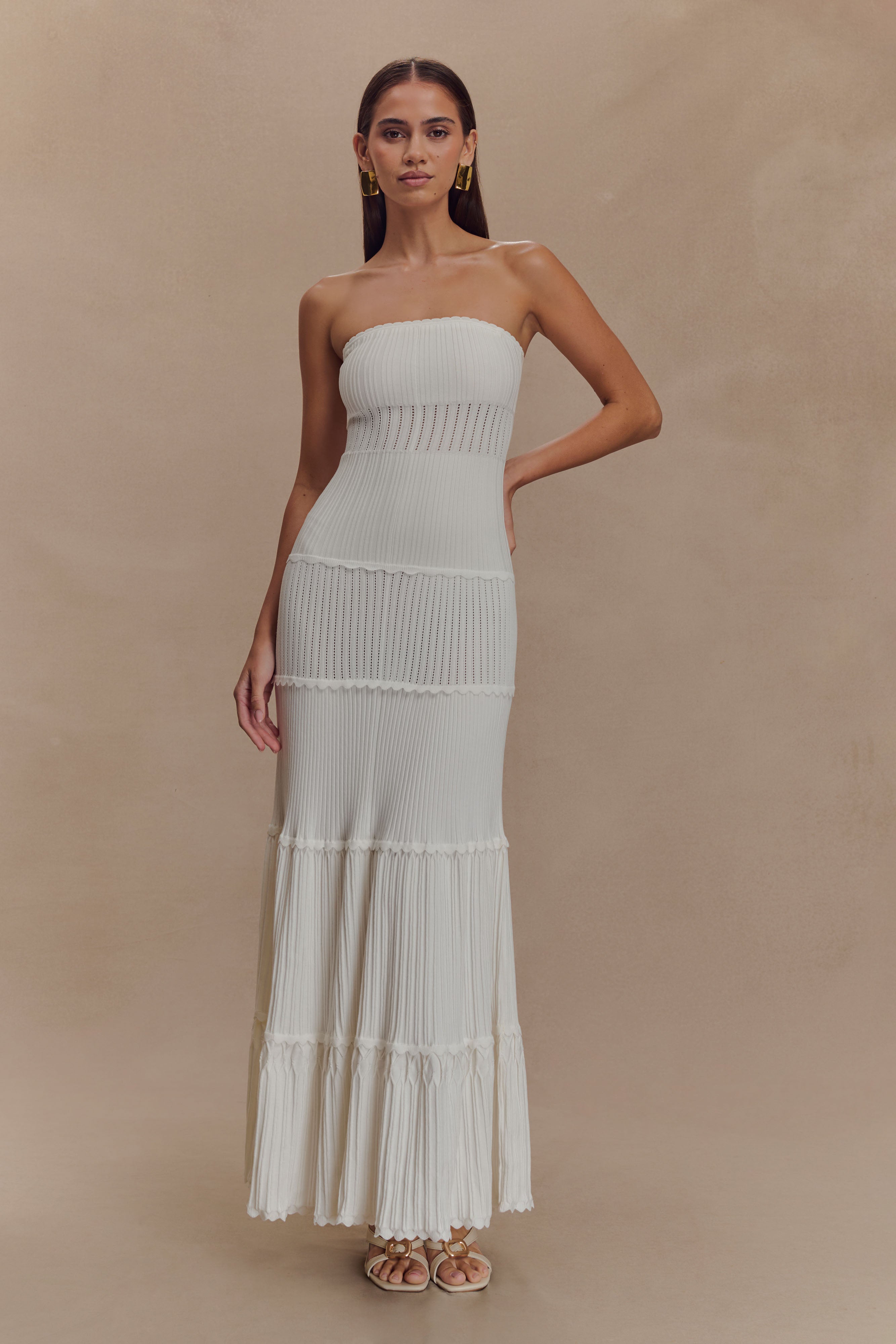 Finley Pointelle Knit Maxi Dress - Ivory