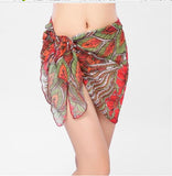 2025 Summer Women's Short Skirt Print Beach Chiffon Silk Scarf Hanging Half-Dress Skirt HZ1208