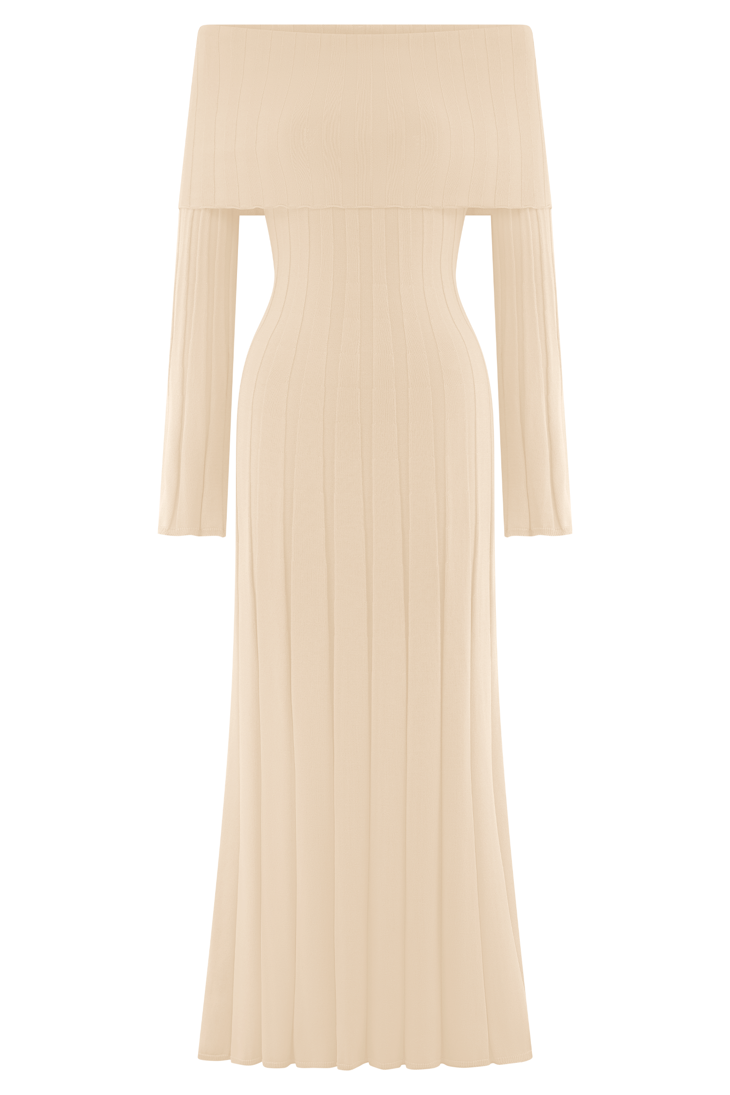 Alonza Long Sleeve Knit Midi Dress - Cream