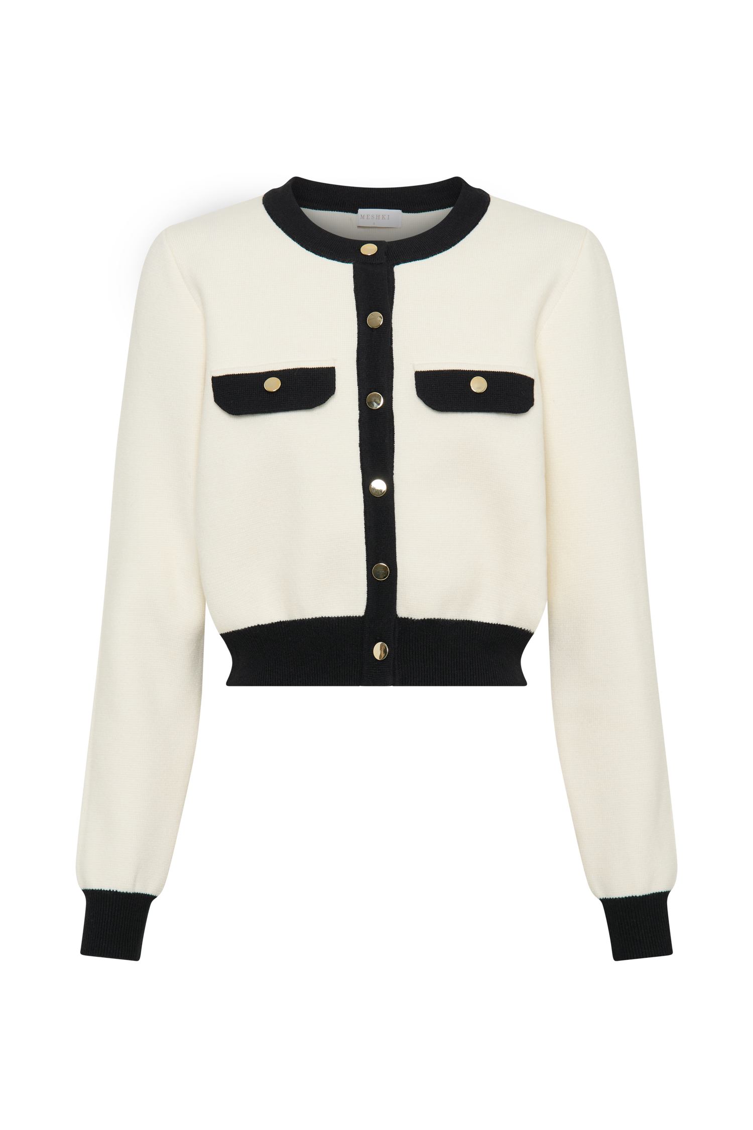 Tabitha Contrast Knit Cardigan - Ivory