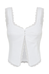 Franca Linen Sleeveless Top - White