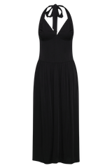 Harriette Halter Midi Dress - Black